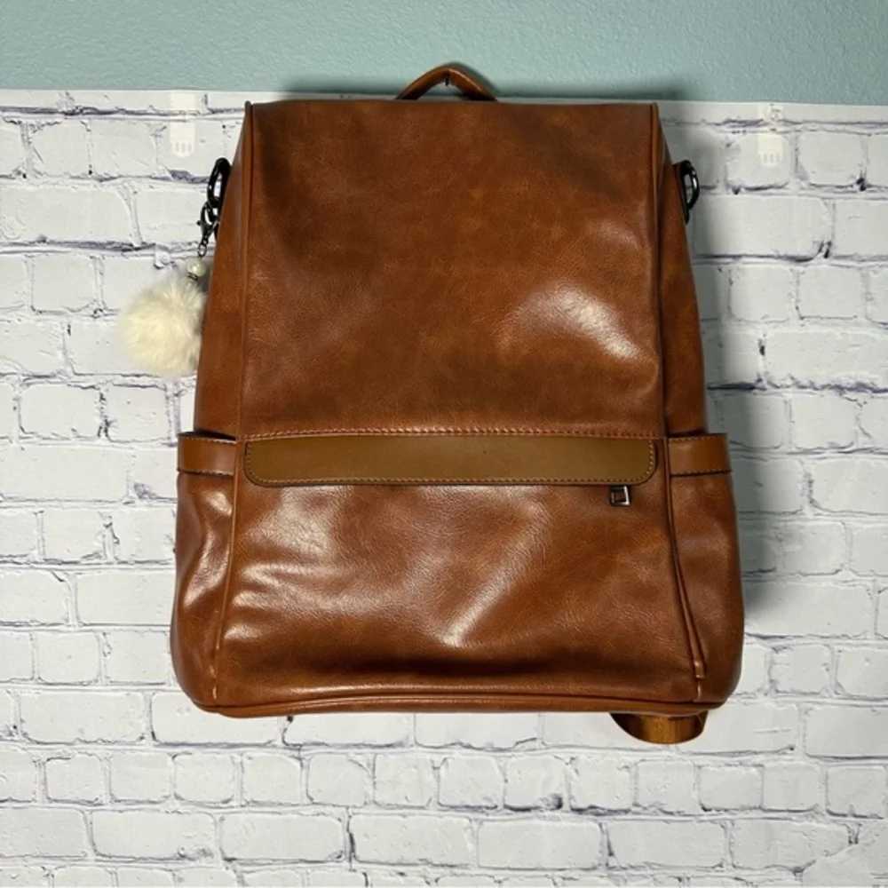 Brown Faux Leather Women’s Backpack